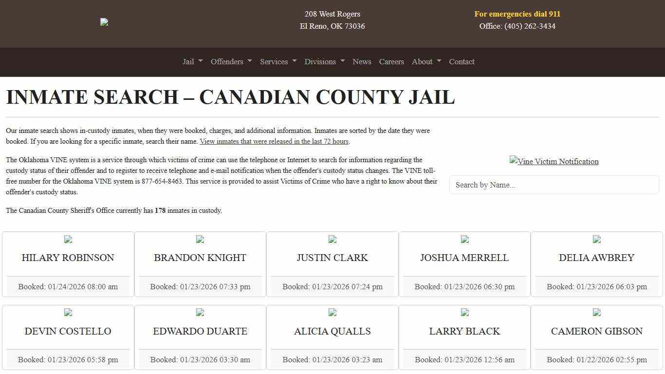 Inmate Search Canadian County Sheriff's Office